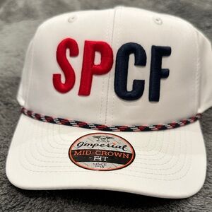 Travis Mathew White Cap with Heart Flag Design